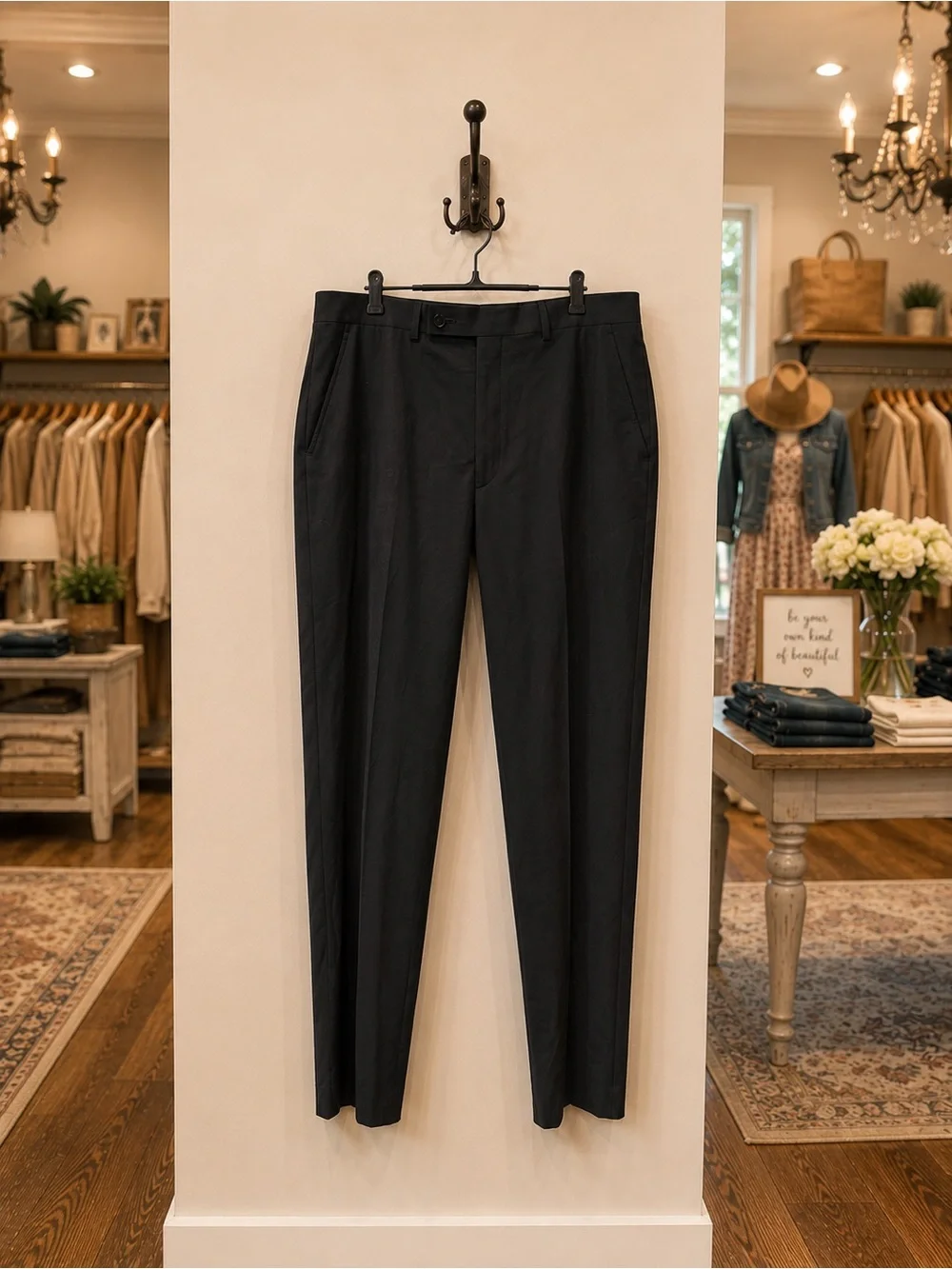 Calvin Klein Men’s Slim Fit Dress Pants Black Wool Blend 34x32 NWT